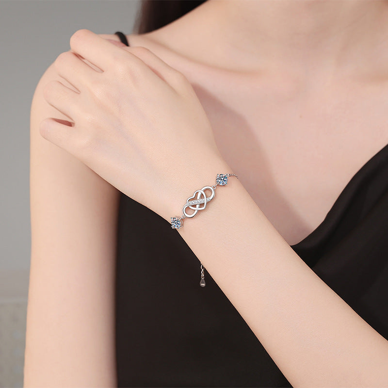 [sparkle]DOUBLE-STONE "LOVE LINK" MOISSANITE BRACELET