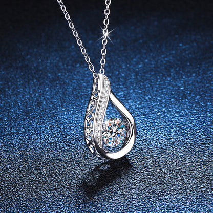[Sparkle]TANZENDER WASSERTROPFEN MOISSANIT-HALSKETTE