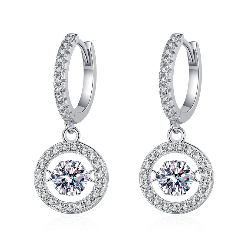 [Sparkle]TANZENDER MOISSANIT HALO TROPFEN-CREOLEN