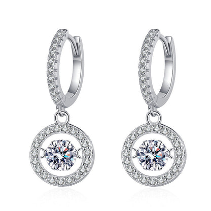 [Sparkle]TANZENDER MOISSANIT HALO TROPFEN-CREOLEN