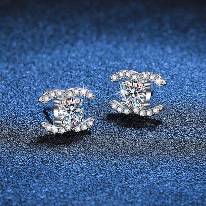 [Sparkle]CHIC INEINANDERGREIFENDE DOPPEL-C MOISSANIT-OHRSTECKER
