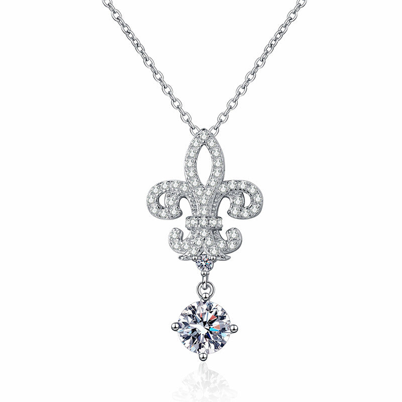 [sparkle]ROYAL FLEUR-DE-LIS MOISSANITE PENDANT NECKLACE