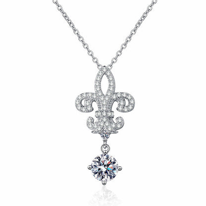 [sparkle]ROYAL FLEUR-DE-LIS MOISSANITE PENDANT NECKLACE