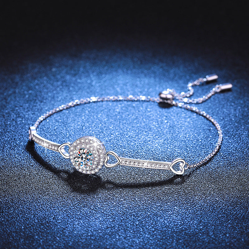 [sparkle]INTERLOCKING HEART & CIRCLE MOISSANITE BRACELET