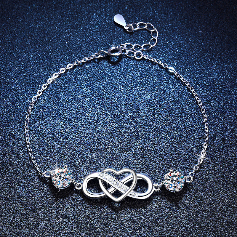 [sparkle]DOUBLE-STONE "LOVE LINK" MOISSANITE BRACELET
