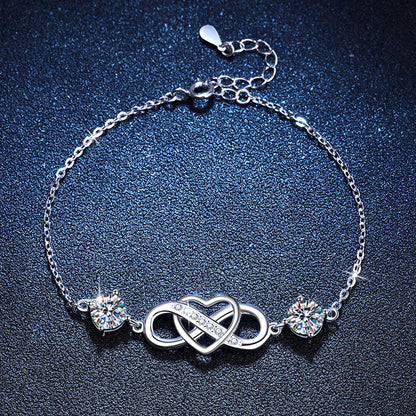 [sparkle]DOUBLE-STONE "LOVE LINK" MOISSANITE BRACELET
