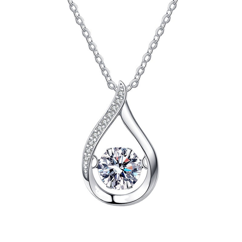[Sparkle]TANZENDER WASSERTROPFEN MOISSANIT-HALSKETTE