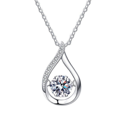 [Sparkle]TANZENDER WASSERTROPFEN MOISSANIT-HALSKETTE