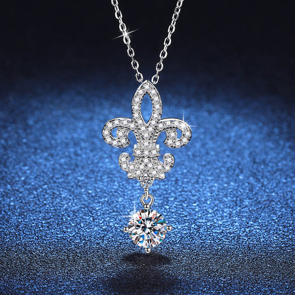 [sparkle]ROYAL FLEUR-DE-LIS MOISSANITE PENDANT NECKLACE