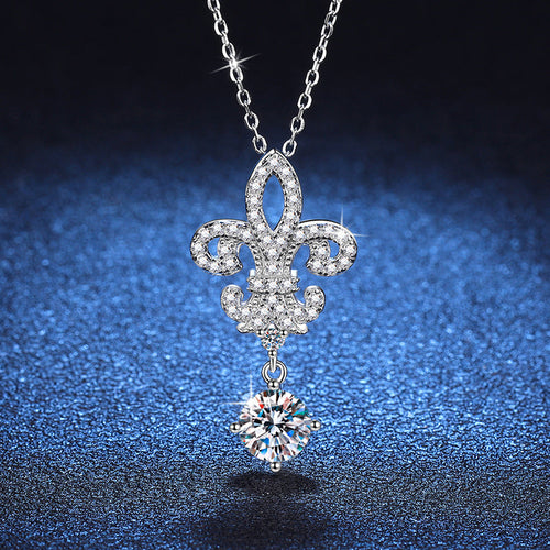[sparkle]ROYAL FLEUR-DE-LIS MOISSANITE PENDANT NECKLACE