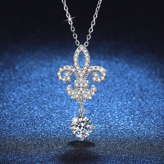 [Funkeln]ROYAL FLEUR-DE-LIS MOISSANIT-ANHÄNGERKETTE