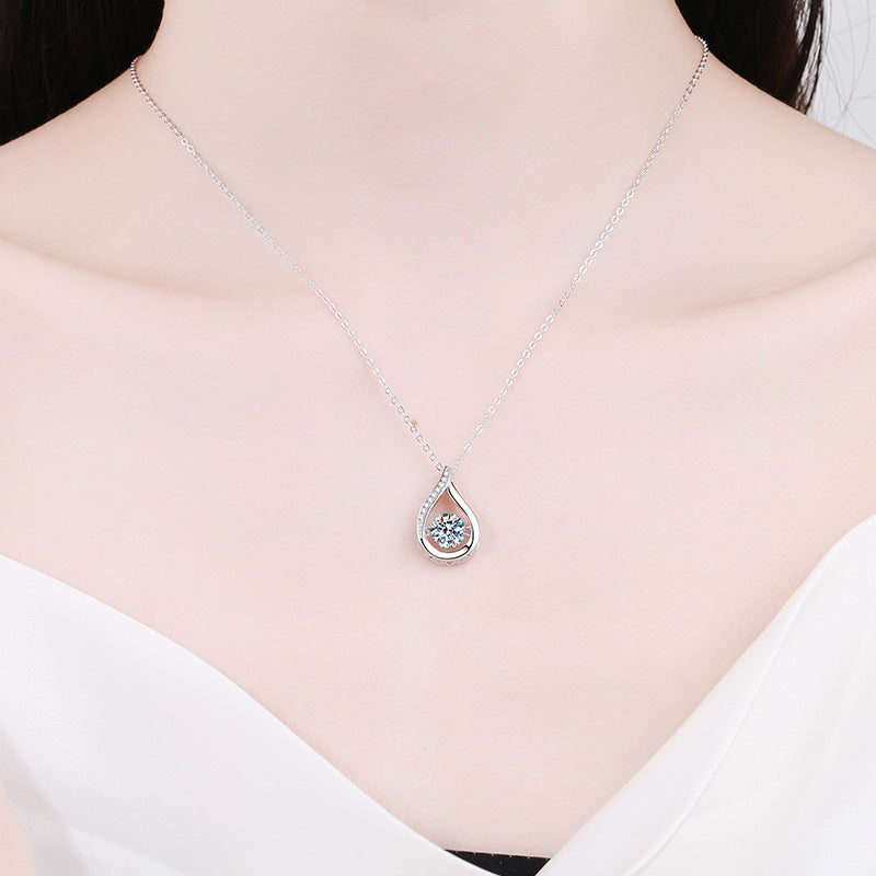 [Sparkle]TANZENDER WASSERTROPFEN MOISSANIT-HALSKETTE