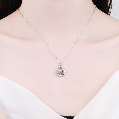 [Sparkle]TANZENDER WASSERTROPFEN MOISSANIT-HALSKETTE