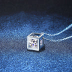 [sparkle]GEOMETRIC SUGAR-CUBE MOISSANITE NECKLACE