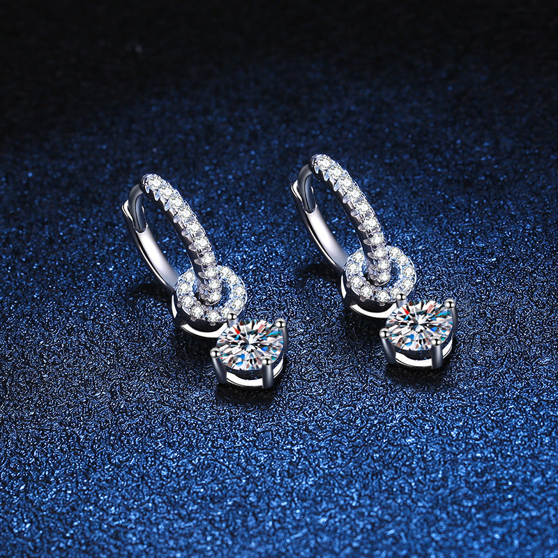 [Sparkle]INTERLOCKING DOUBLE RING MOISSANITE DROP EARRINGS