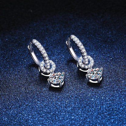 [Sparkle]INTERLOCKING DOUBLE RING MOISSANITE DROP EARRINGS