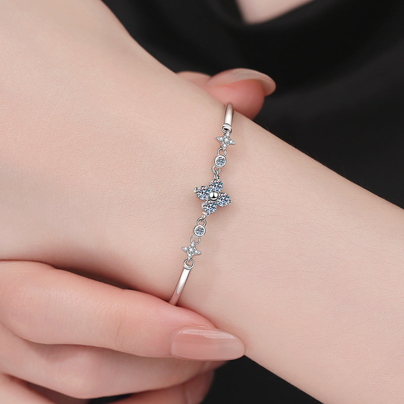 [sparkle]CLOVER & TWIN-STAR MOISSANITE BRACELET