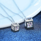 [sparkle]GEOMETRIC SUGAR-CUBE MOISSANITE NECKLACE