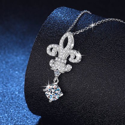 [sparkle]ROYAL FLEUR-DE-LIS MOISSANITE PENDANT NECKLACE