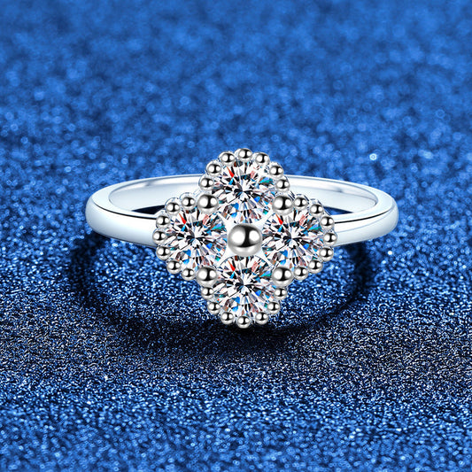 [Sparkle]ELEGANTER VIERBLÄTTRIGER KLEE-MOISSANIT-RING