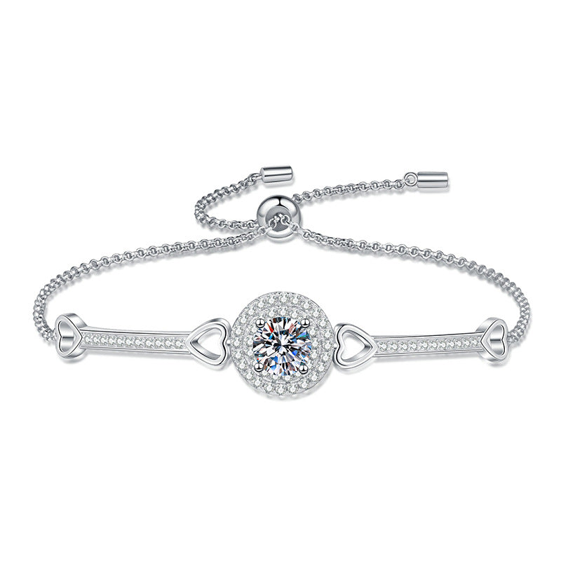 [sparkle]INTERLOCKING HEART & CIRCLE MOISSANITE BRACELET