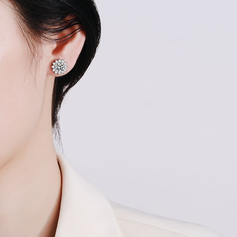 [sparkle]BLOOMING SUNFLOWER MOISSANITE STUD EARRINGS