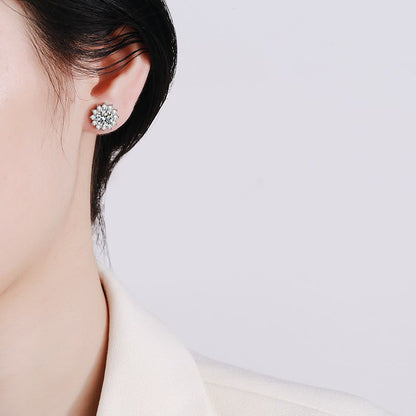 [sparkle]BLOOMING SUNFLOWER MOISSANITE STUD EARRINGS