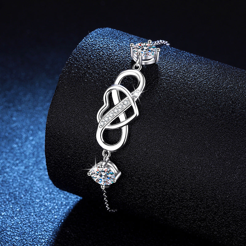 [sparkle]DOUBLE-STONE "LOVE LINK" MOISSANITE BRACELET