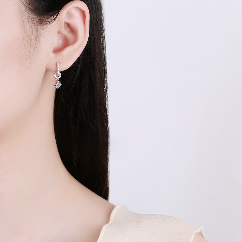 [Sparkle]INTERLOCKING DOUBLE RING MOISSANITE DROP EARRINGS