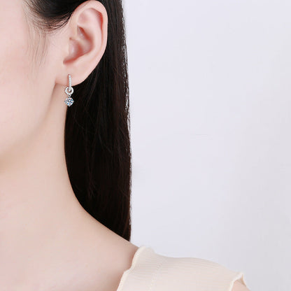 [Sparkle]INTERLOCKING DOUBLE RING MOISSANITE DROP EARRINGS