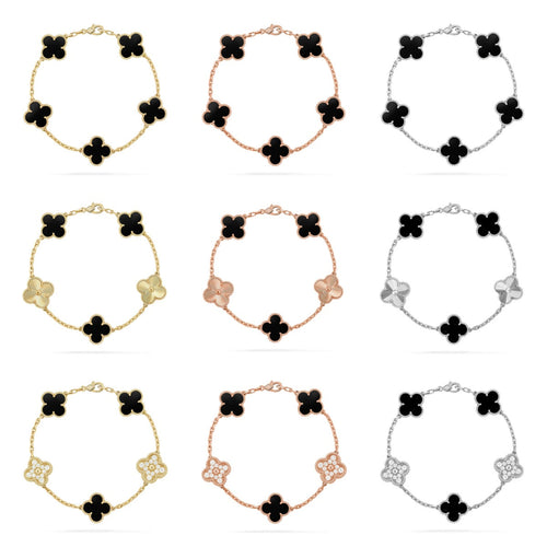 [sparkle Jewelry ] CLOVER 5 MOTIF ONYXS BRACELET COLLECTION