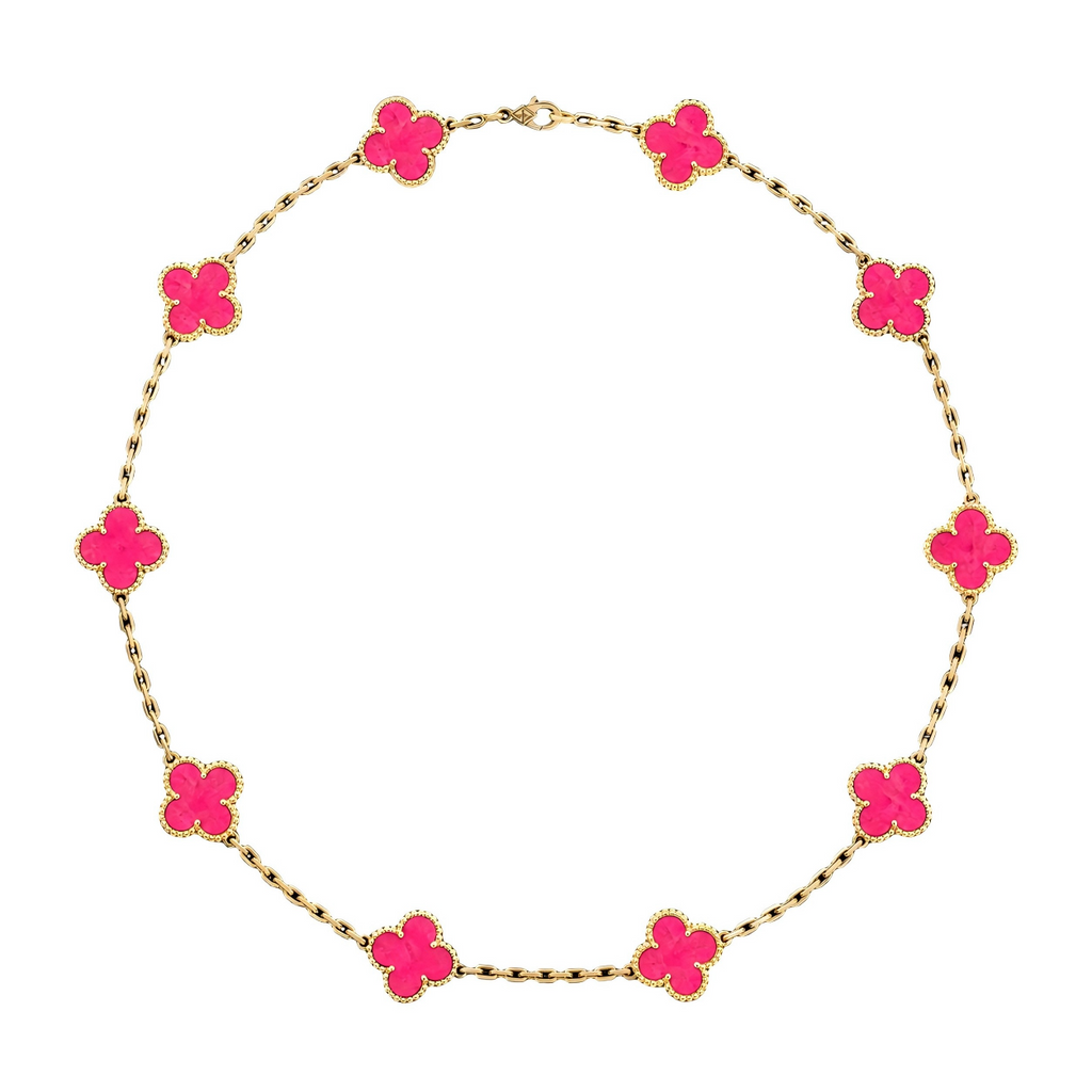 [sparkle Jewelry]sparkle 10 MOTIFS PINK ENAMEL NECKLACE