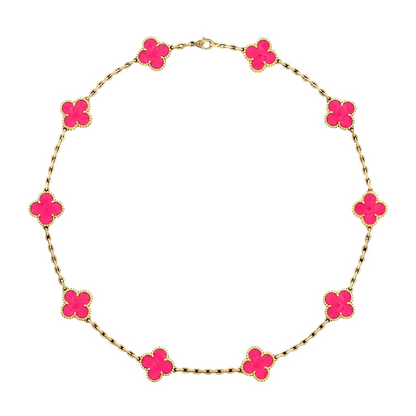 [sparkle Jewelry]sparkle 10 MOTIFS PINK ENAMEL NECKLACE