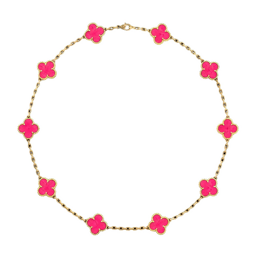 [sparkle Jewelry]sparkle 10 MOTIFS PINK ENAMEL NECKLACE