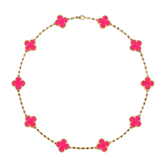 [sparkle Jewelry]sparkle 10 MOTIFS PINK ENAMEL NECKLACE