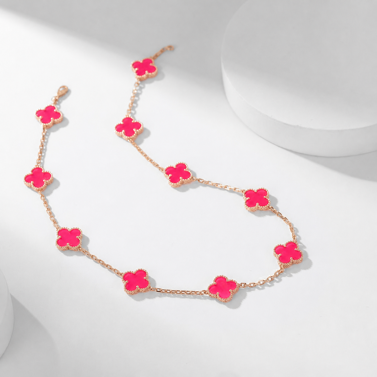 [sparkle Jewelry]sparkle 10 MOTIFS PINK ENAMEL NECKLACE