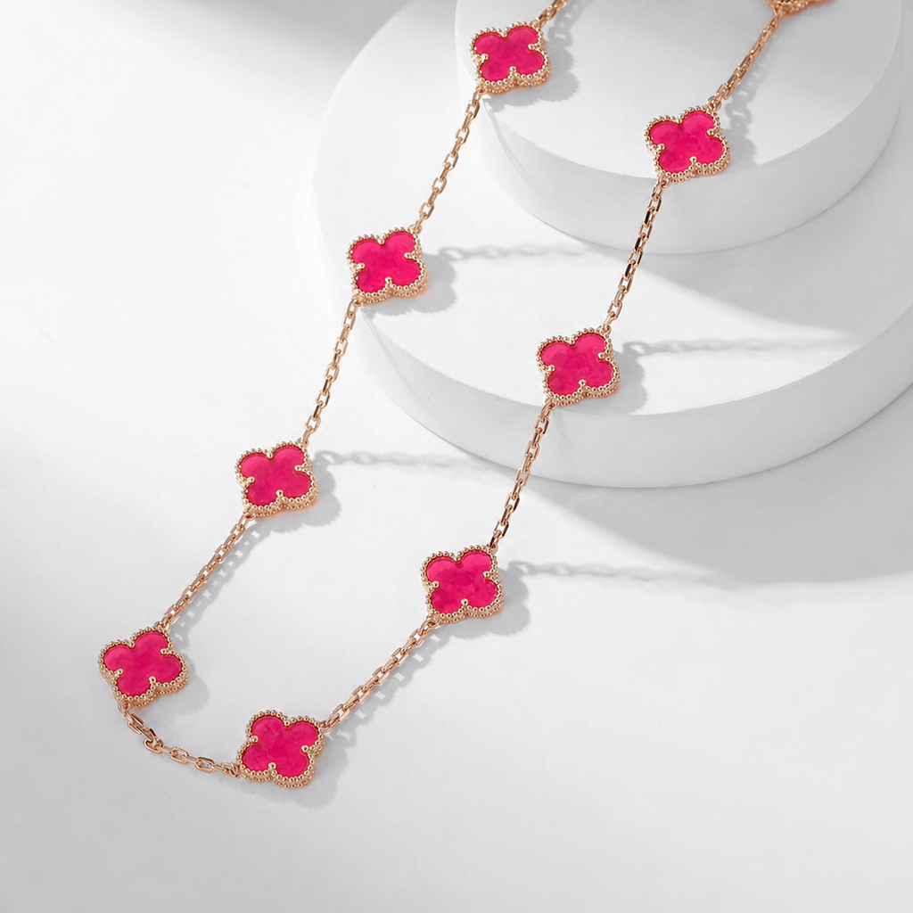 [sparkle Jewelry]sparkle 20 MOTIFS PINK ENAMEL NECKLACE