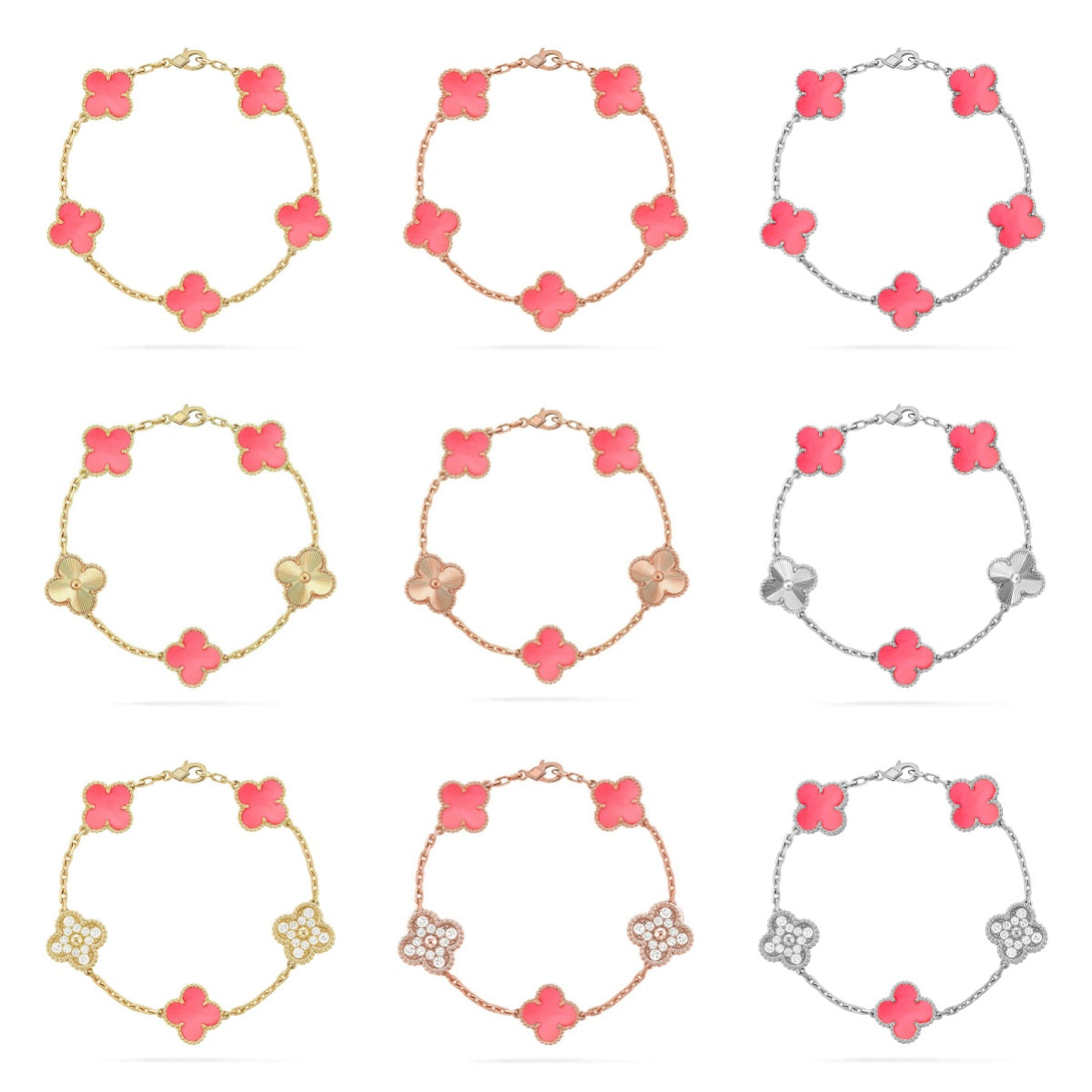 [sparkle Jewelry ] CLOVER 5 MOTIFS  PINK MOP BRACELET COLLECTION