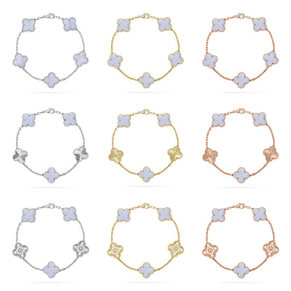 [sparkle Jewelry ] CLOVER 5 MOTIF PURPLE CHALCEDONY BRACELET COLLECTION