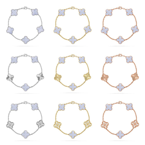 [sparkle Jewelry ] CLOVER 5 MOTIF PURPLE CHALCEDONY BRACELET COLLECTION