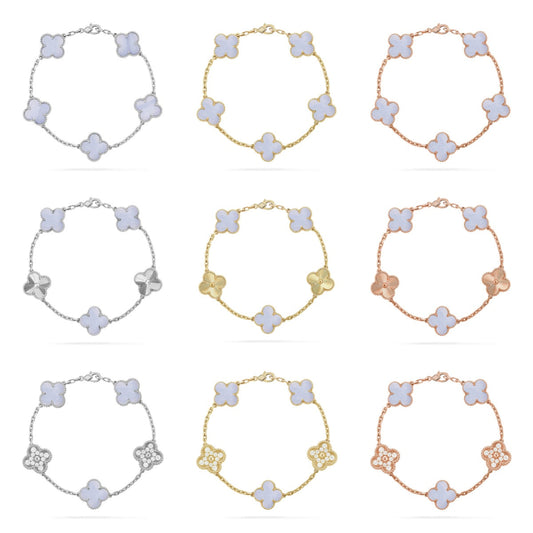 [sparkle Jewelry ] CLOVER 5 MOTIF PURPLE CHALCEDONY BRACELET COLLECTION