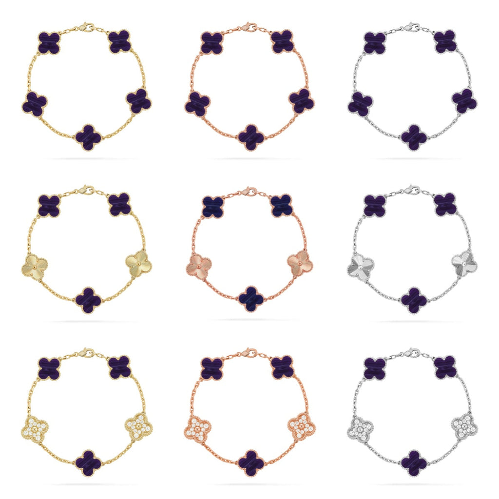 [sparkle Jewelry ]CLOVER 5 MOTIF PURPLE STRIPES BRACELET COLLECTION