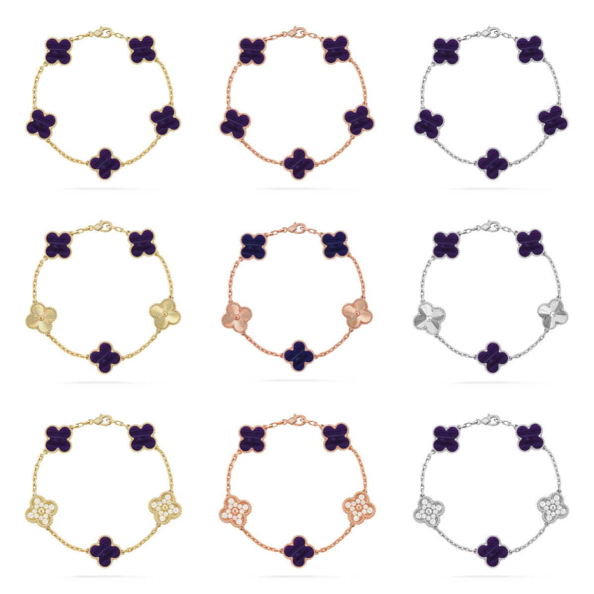 [sparkle Jewelry ]CLOVER 5 MOTIF PURPLE STRIPES BRACELET COLLECTION