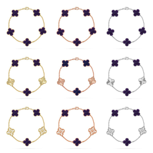 [sparkle Jewelry ]CLOVER 5 MOTIF PURPLE STRIPES BRACELET COLLECTION