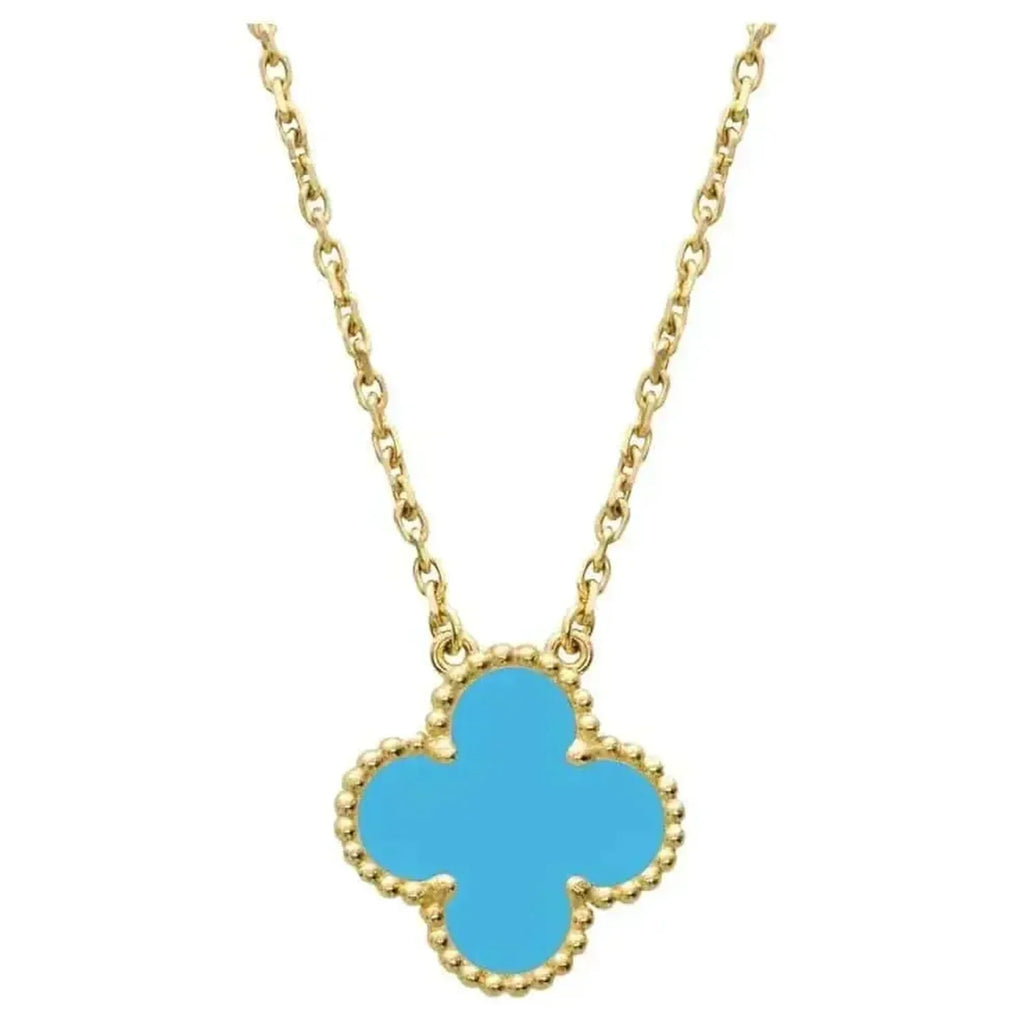 [sparkle Jewelry ]CLOVER 15MM VINTAGE TURQUOISE NECKLACE