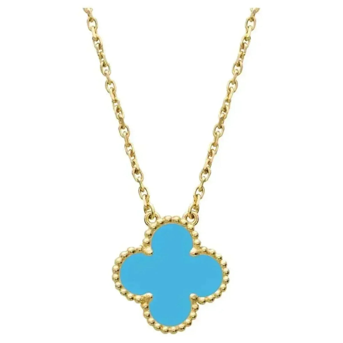 [sparkle Jewelry ]CLOVER 15MM VINTAGE TURQUOISE NECKLACE