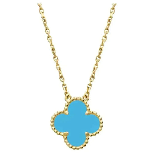 [sparkle Jewelry ]CLOVER 15MM VINTAGE TURQUOISE NECKLACE