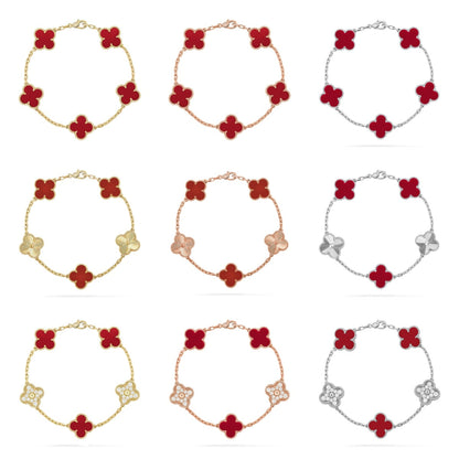 [sparkle Jewelry ] CLOVER 5 MOTIF RED CORNELIAN BRACELET COLLECTION