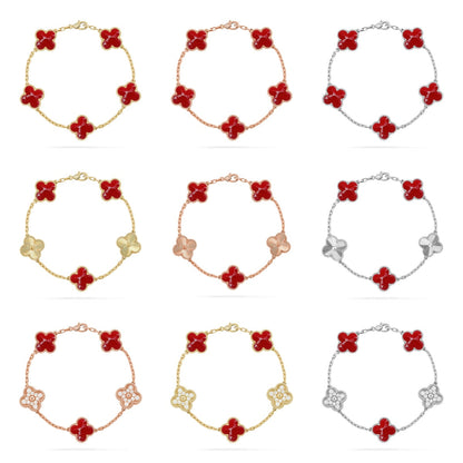 [sparkle Jewelry ]CLOVER 5 MOTIF RED PATTERN BRACELET COLLECTION