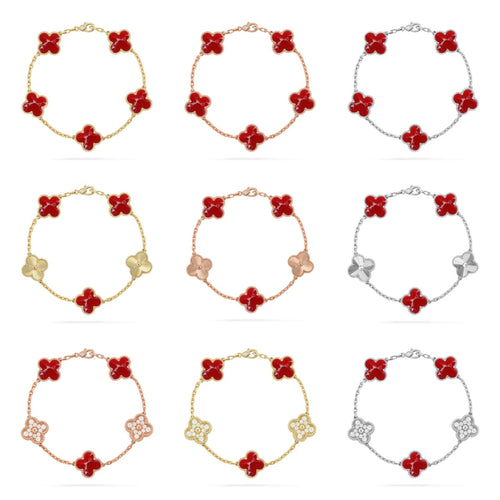 [sparkle Jewelry ]CLOVER 5 MOTIF RED PATTERN BRACELET COLLECTION